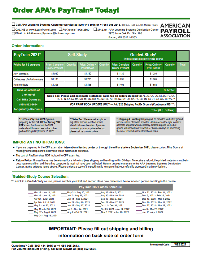 2021 PayTrain Order Form Thumb | PAYO- PayrollOrg